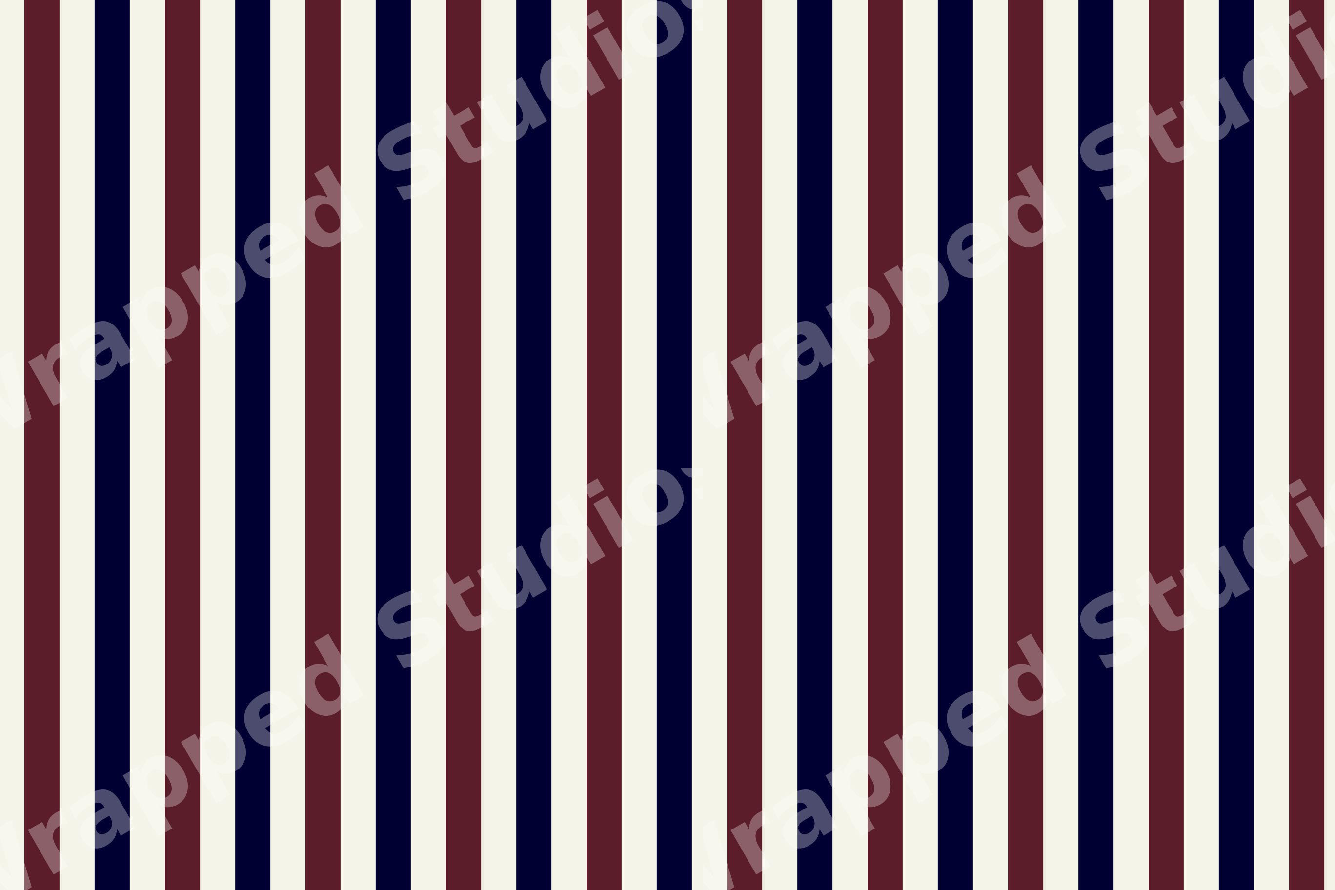 Classic vertical striped pattern in navy blue, burgundy, and cream.
