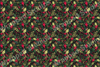 Classic holly berry floral pattern in green, red, and camouflage for a vintage botanical design.