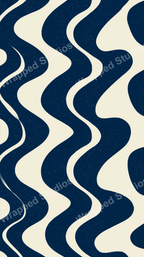 Abstract wavy pattern with alternating cream and dark blue colors, creating a retro and playful design.