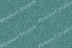 Teal abstract pattern of falling snow or flower shapes with sketchy vertical stripes.
