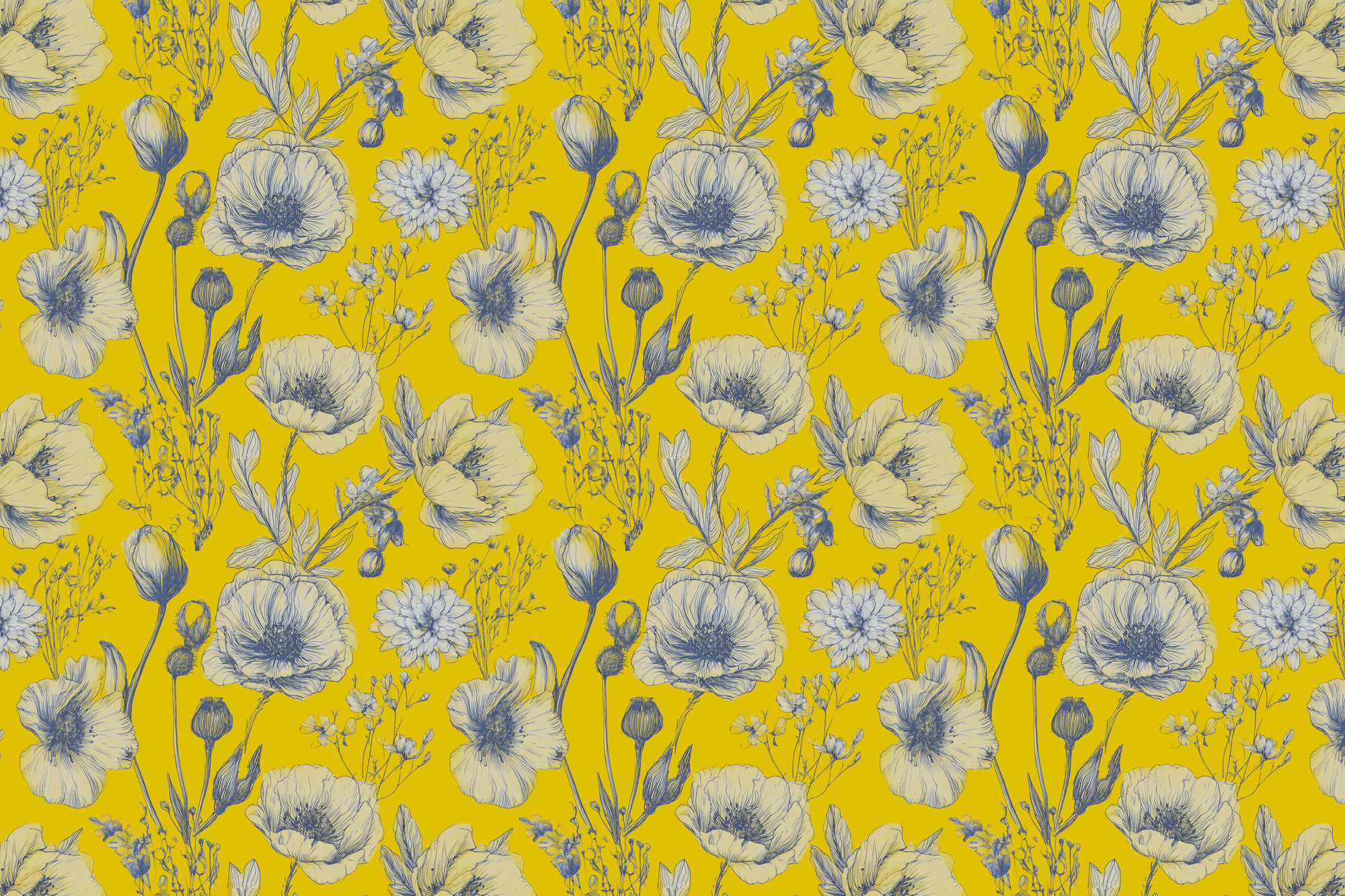 Yellow Fever: Vintage Floral Wrapping Paper
