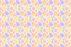 Pastel Easter egg pattern with hand-drawn leaves in pink, yellow, purple, orange, and green hues.