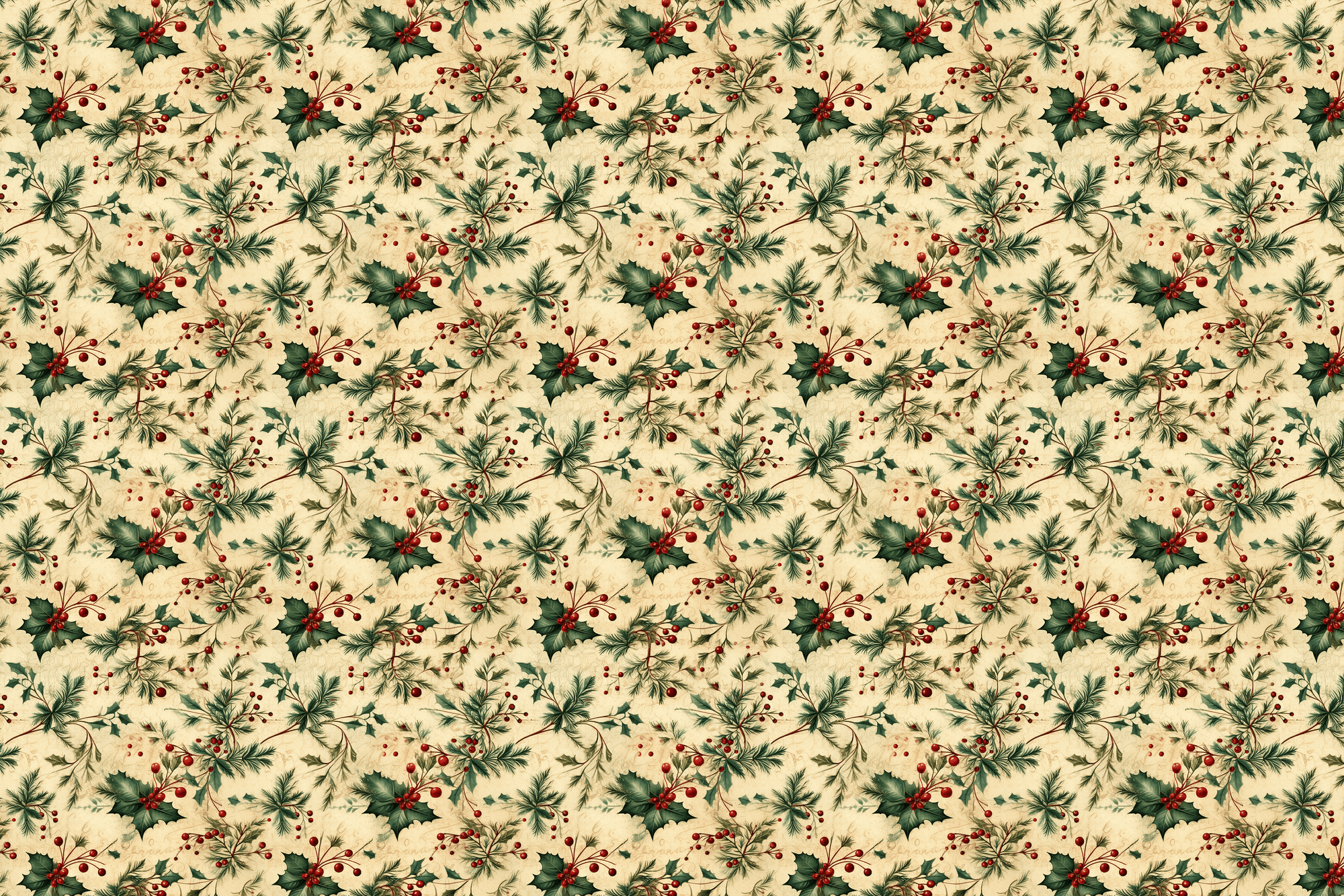 Parchment Mistletoe: Vintage Christmas Wrapping Paper