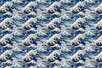 Classic Japanese Ukiyo-e wave pattern in shades of blue and white.