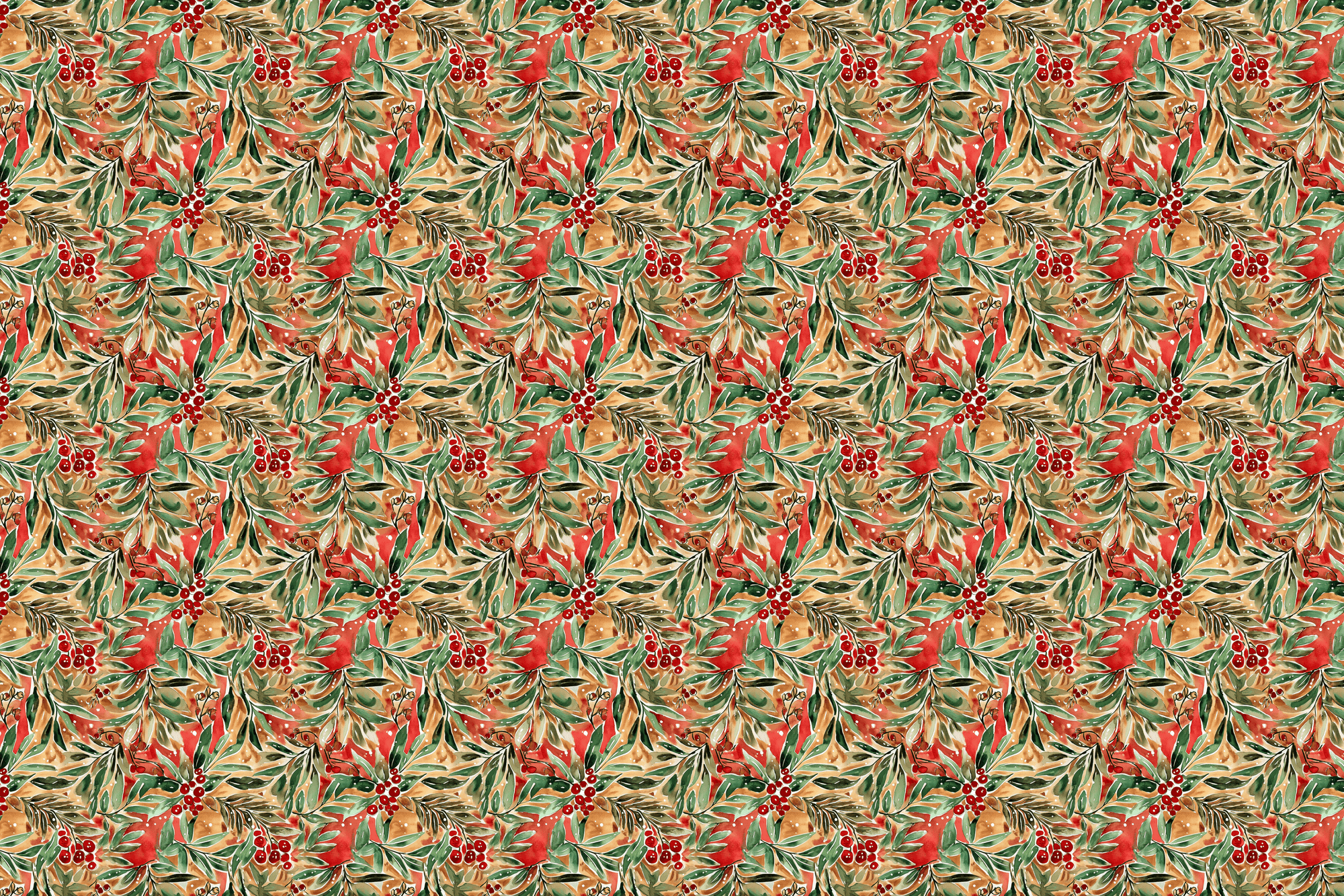 Festive Foliage: Watercolor Wrapping Paper