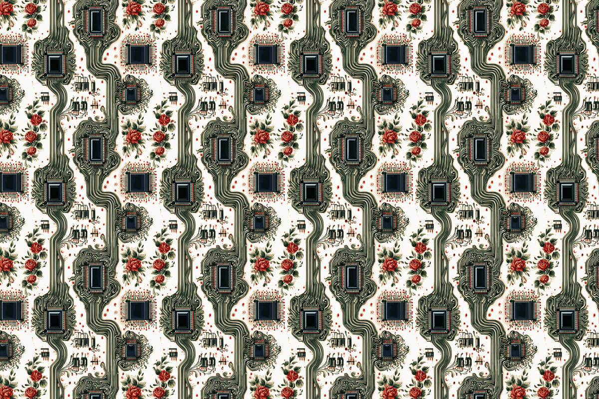Cyborg Chintz: Circuit Board Floral Wrapping Paper