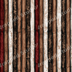 Earthy vertical stripe pattern with textured rustic lines in brown, cream, and deep burgundy.