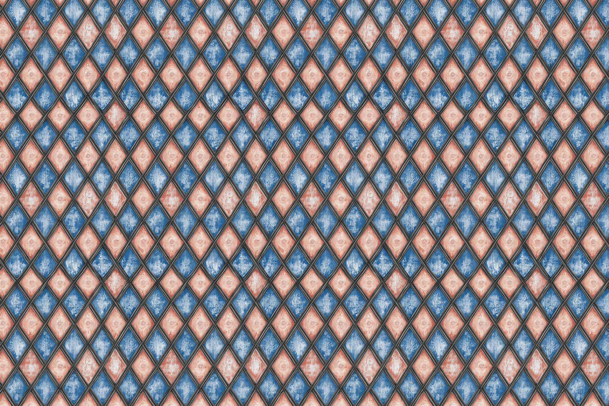 Cracked Coral: Weathered Wood Harlequin Gift Wrap