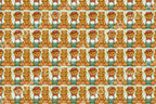 Classic vintage teddy bear pattern with cute illustrated toy bears on a green plaid background.
