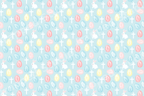 Christian Easter pattern with white bunnies, crosses, and pastel eggs on a light blue background.
