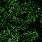 Seamless green pine branch pattern with realistic evergreen needles for a winter botanical design.