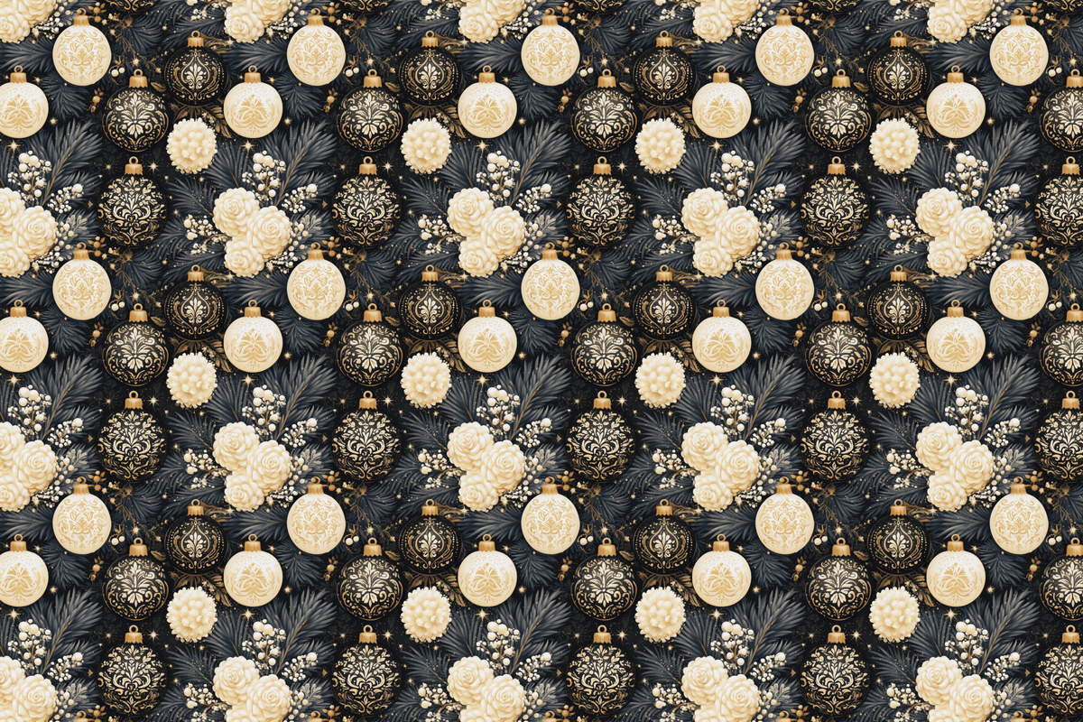 Nighttime Noel: Dark Christmas Ornaments Wrapping Paper