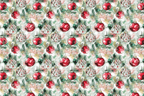 Festive watercolor Christmas ornament pattern in red, white, and green.