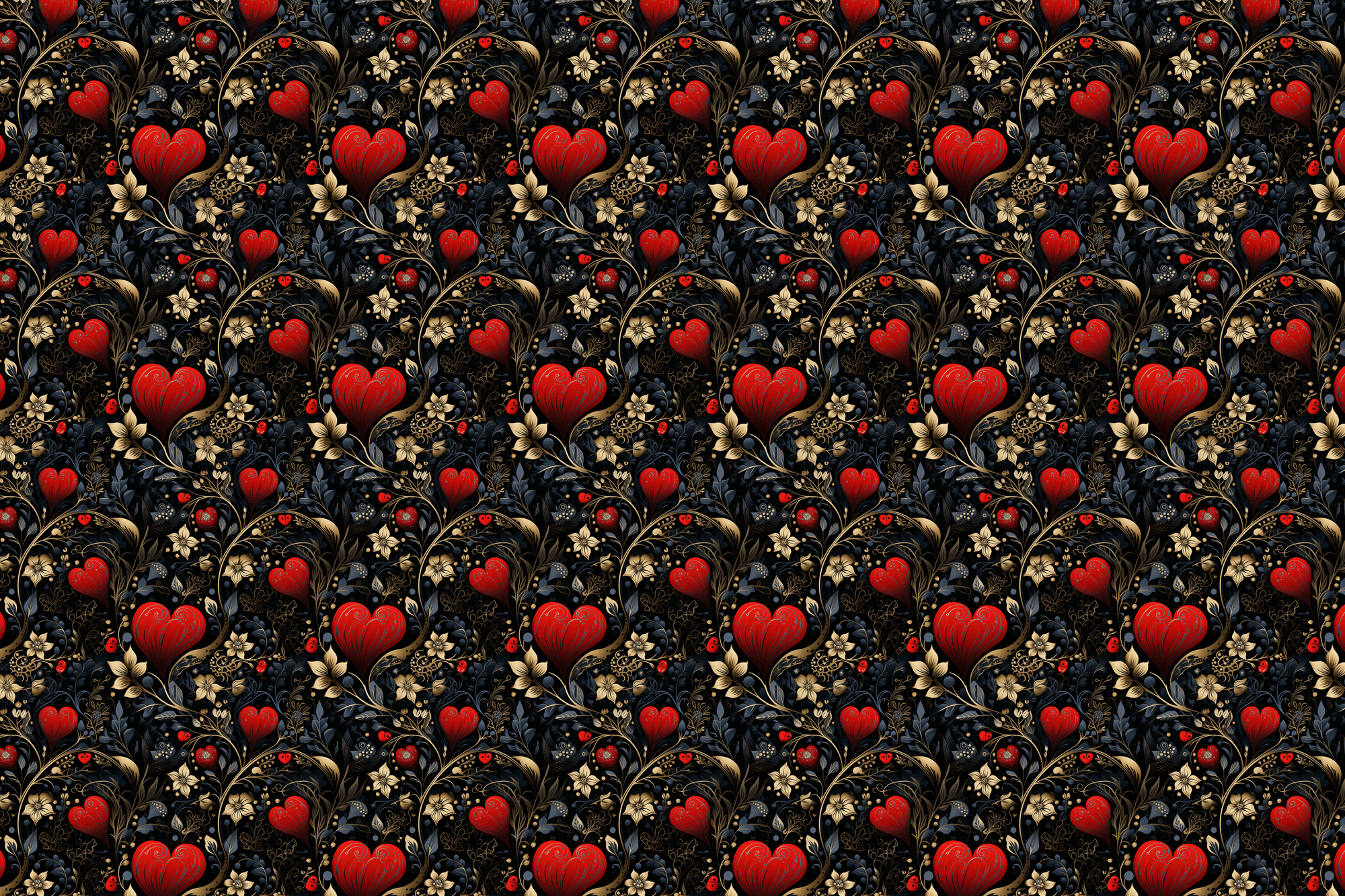 Crimson Caress: Gilded Gothic Floral