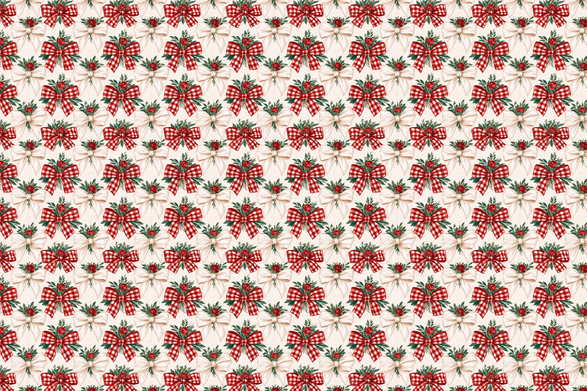 Gingham Overdose: Vintage Bow Christmas Wrapping Paper