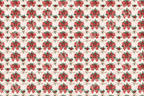 Vintage holiday pattern featuring red gingham bows, cream bows, and green pine sprigs on a cream background.