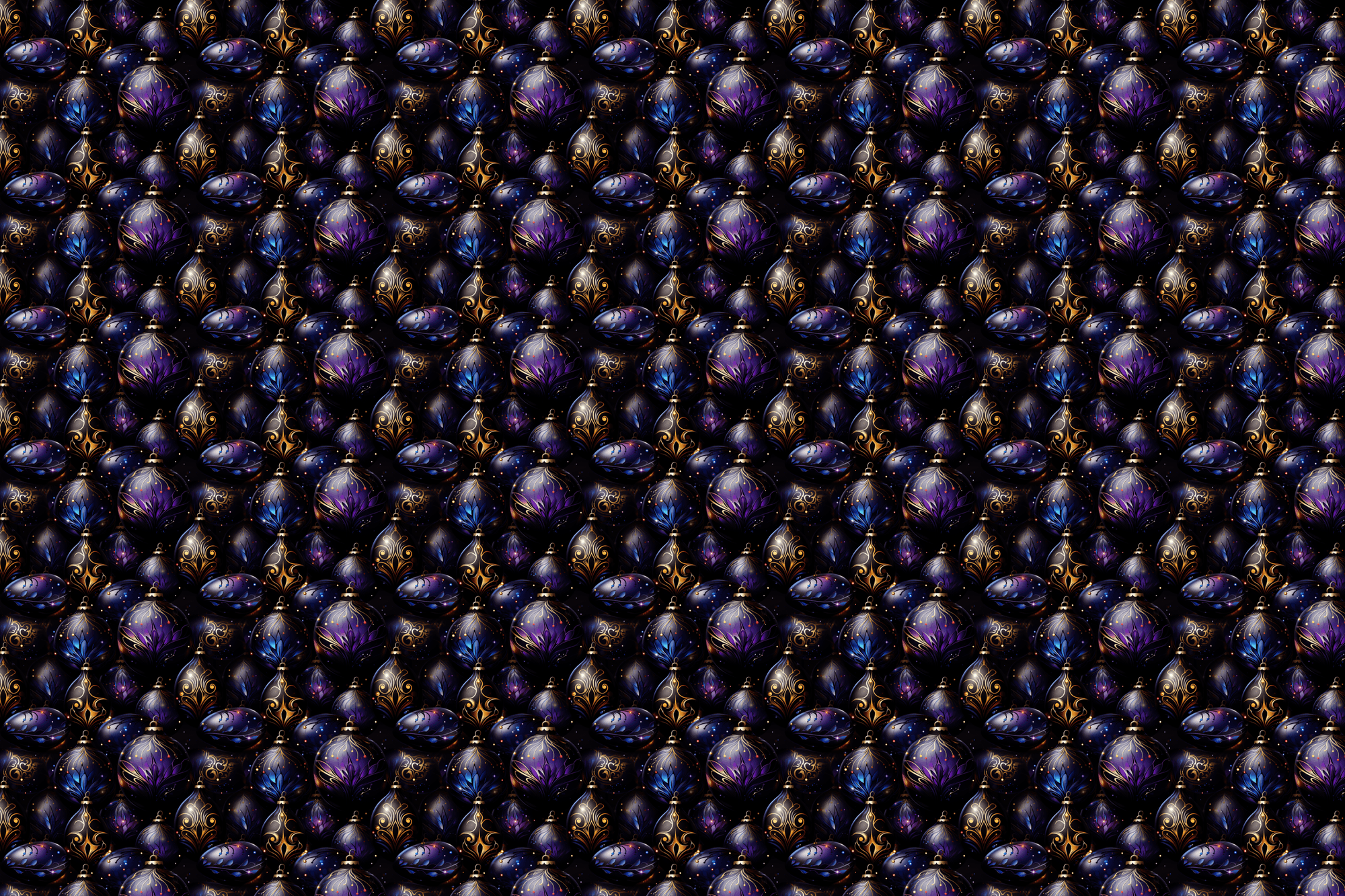 Sinister Splendor: Indigo Ornament Christmas Wrapping Paper