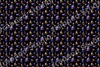 Elegant holiday pattern featuring ornate purple, blue, and gold Christmas ornaments on a dark background.