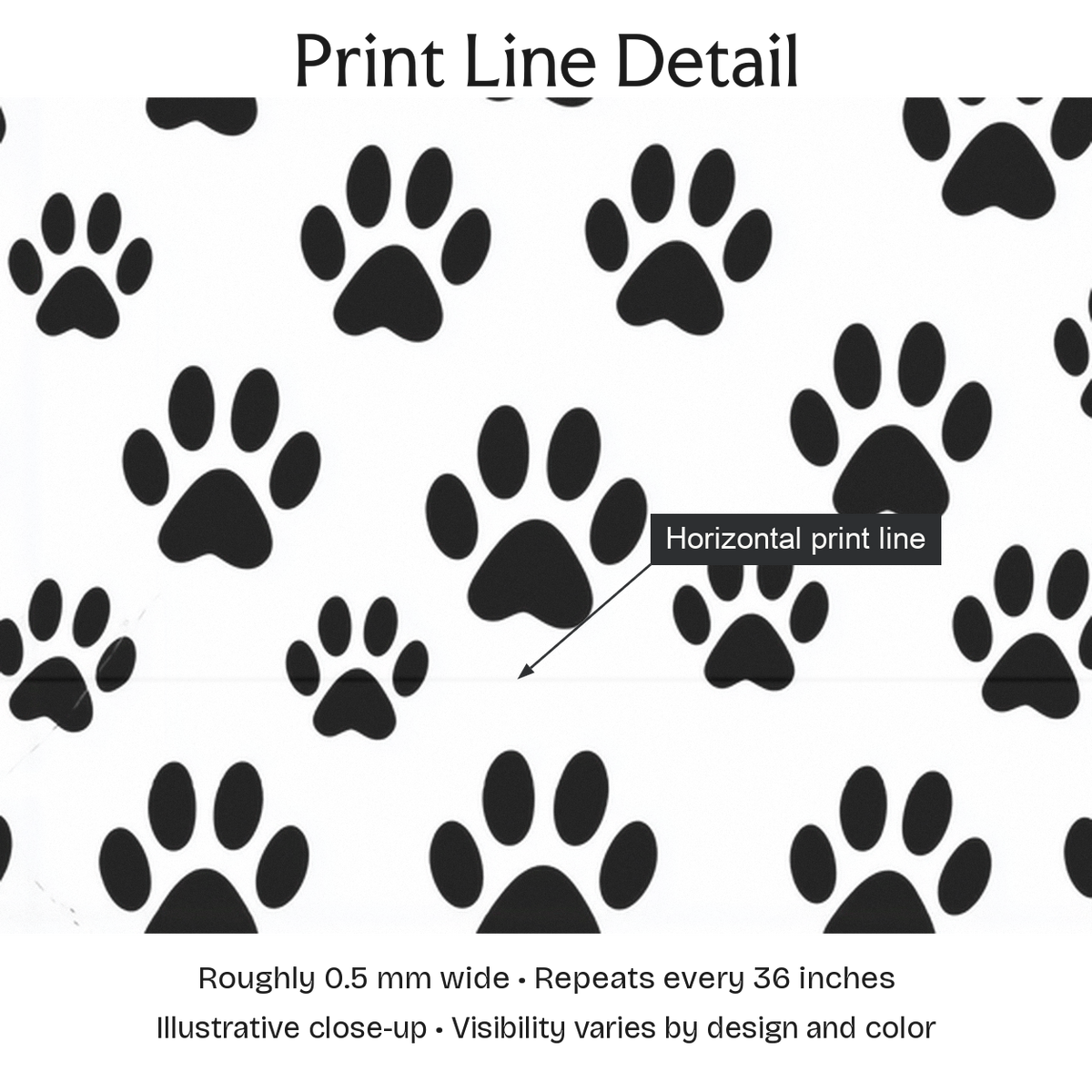 800502 — Print Line Detail. Illustrative close-up; visibility varies by design and color.