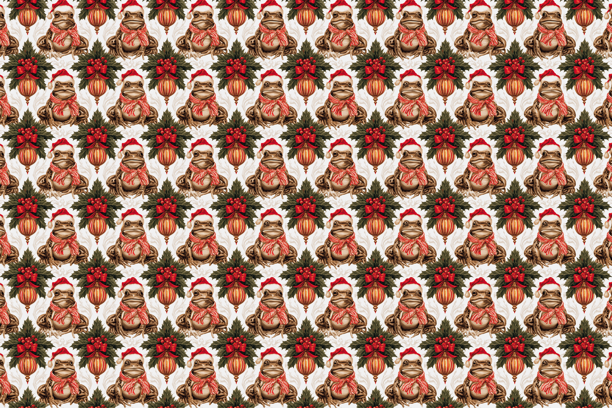 Baroque Bullfrog: Christmas Frog Wrapping Paper