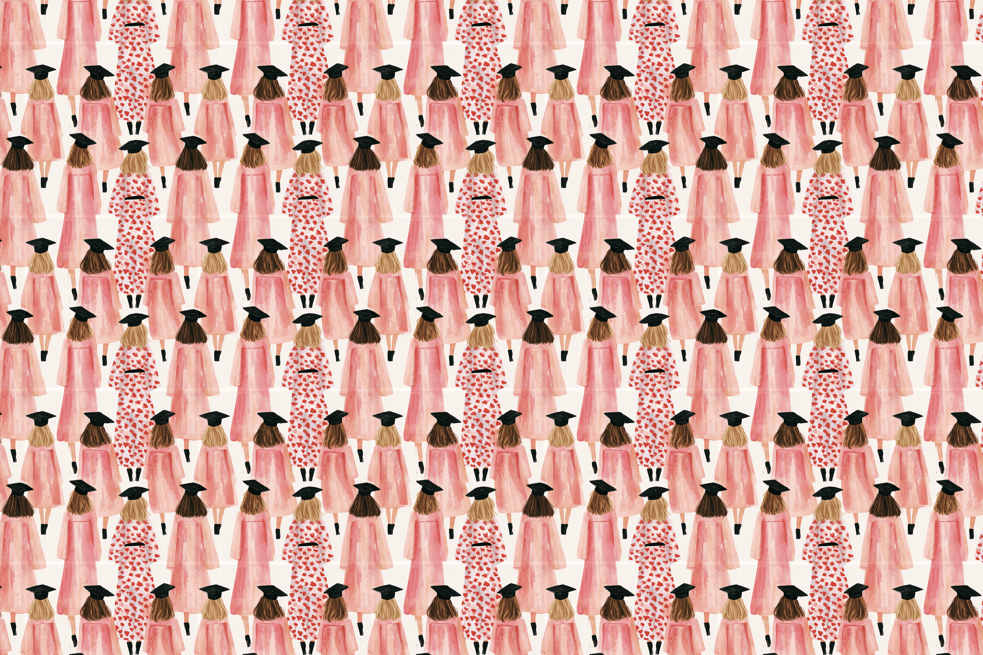 Pomp and Pink: Watercolor Graduation Gift Wrap