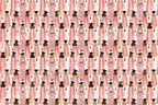 Watercolor graduation pattern featuring female graduates in pink gowns and black mortarboards.