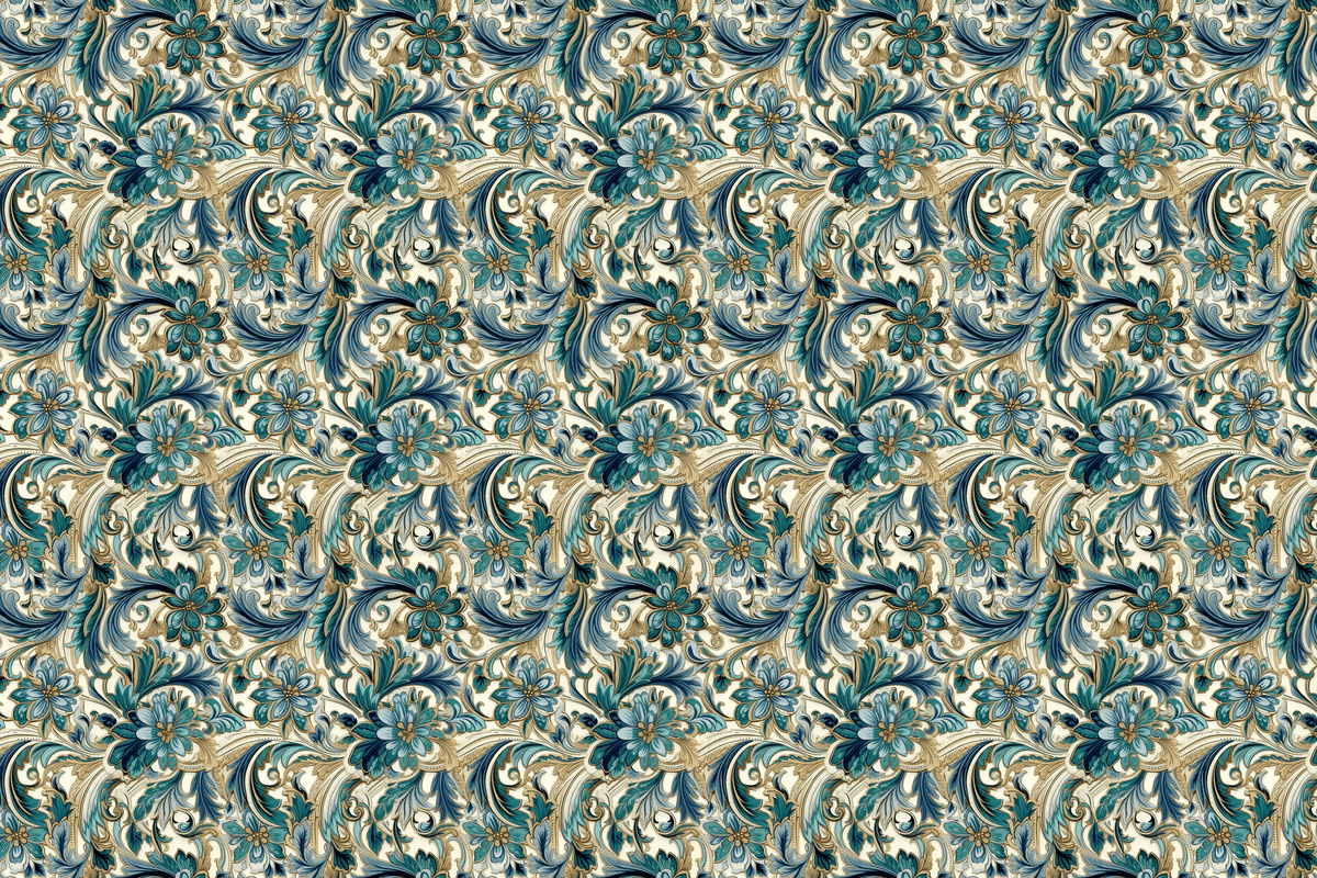Teal Paisley: Ornate Floral Gift Wrap Roll