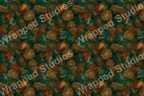 Seamless abstract pattern of gold, teal, and bronze radial starburst shapes.