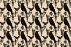 Spooky gothic pattern featuring black ravens, skulls, and bats on a vintage cream damask background.