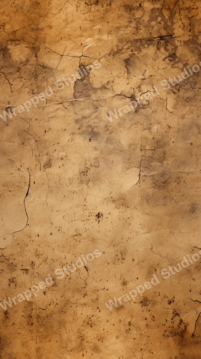 Textured abstract pattern with tan and brown marbling and crackle effects evokes an antique parchment style.