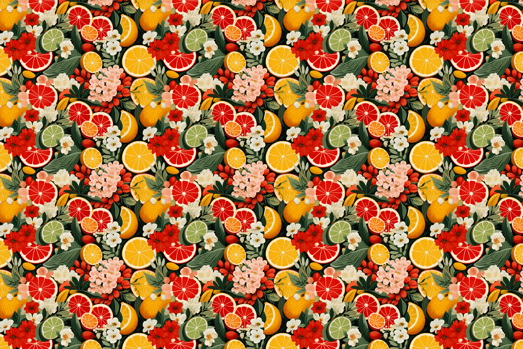 Vibrant Citrus Bloom: Botanical Wrapping Paper