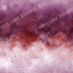 Elegant celestial pattern with gold starbursts on watercolor plum, pink, and burgundy gradients.