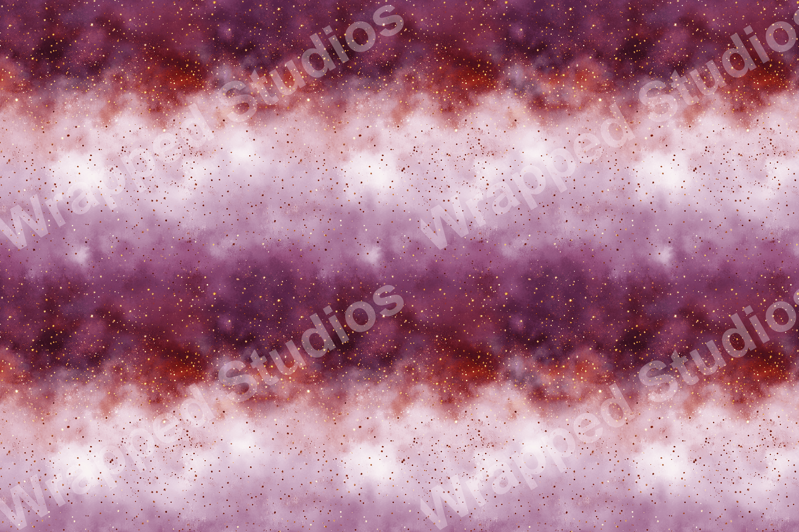 Abstract cosmic pattern with gold stars and purple hues, evoking a dreamy, ethereal feel.
