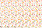 Seamless floral pattern with pink and yellow watercolor roses and leaves.