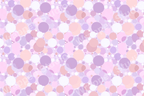Playful polka dot pattern with pastel pink, purple, and white circles.