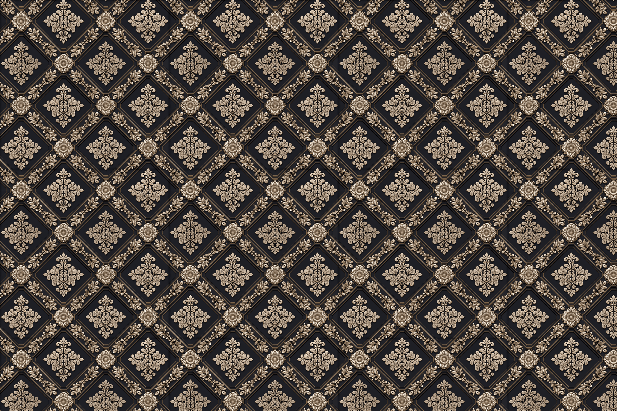 Bold Baroque: Gilded Damask Wrapping Paper