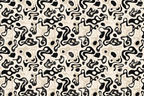Abstract organic pattern with flowing black and beige shapes creating a modern, fluid design.