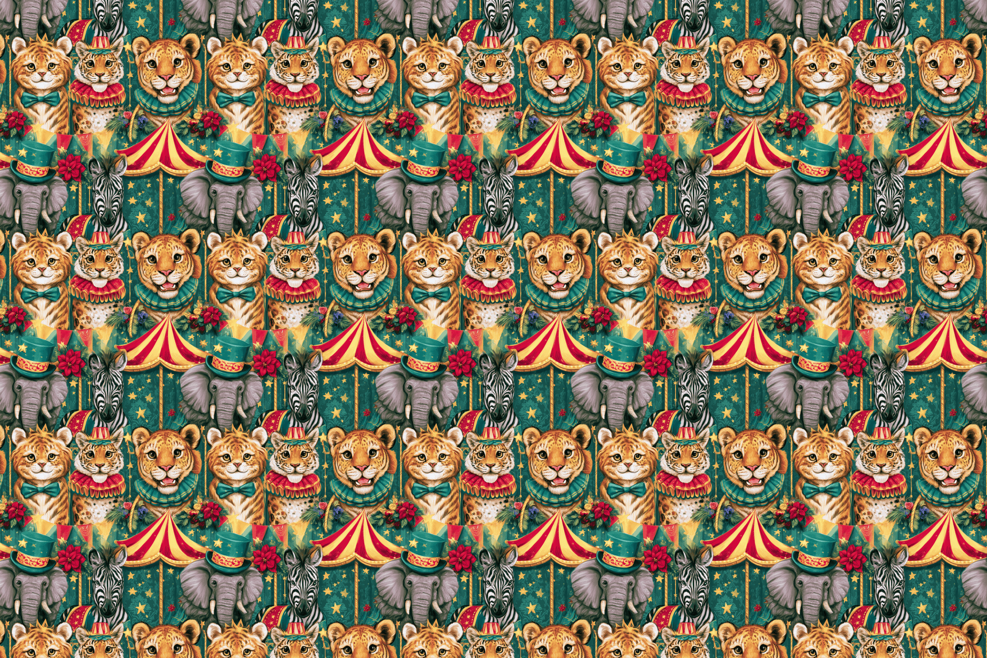 Animal Pageant: Vintage Circus Christmas Wrapping Paper
