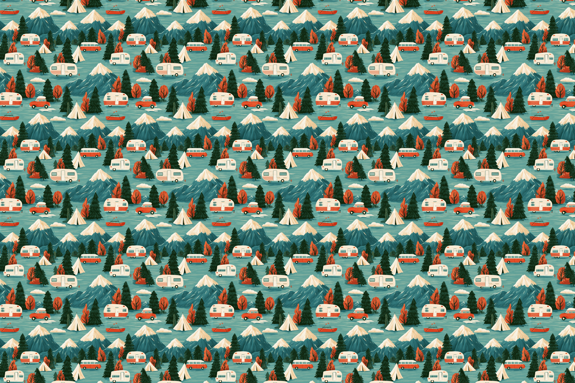 Wanderlust Wilderness: Vintage Camping Wrapping Paper