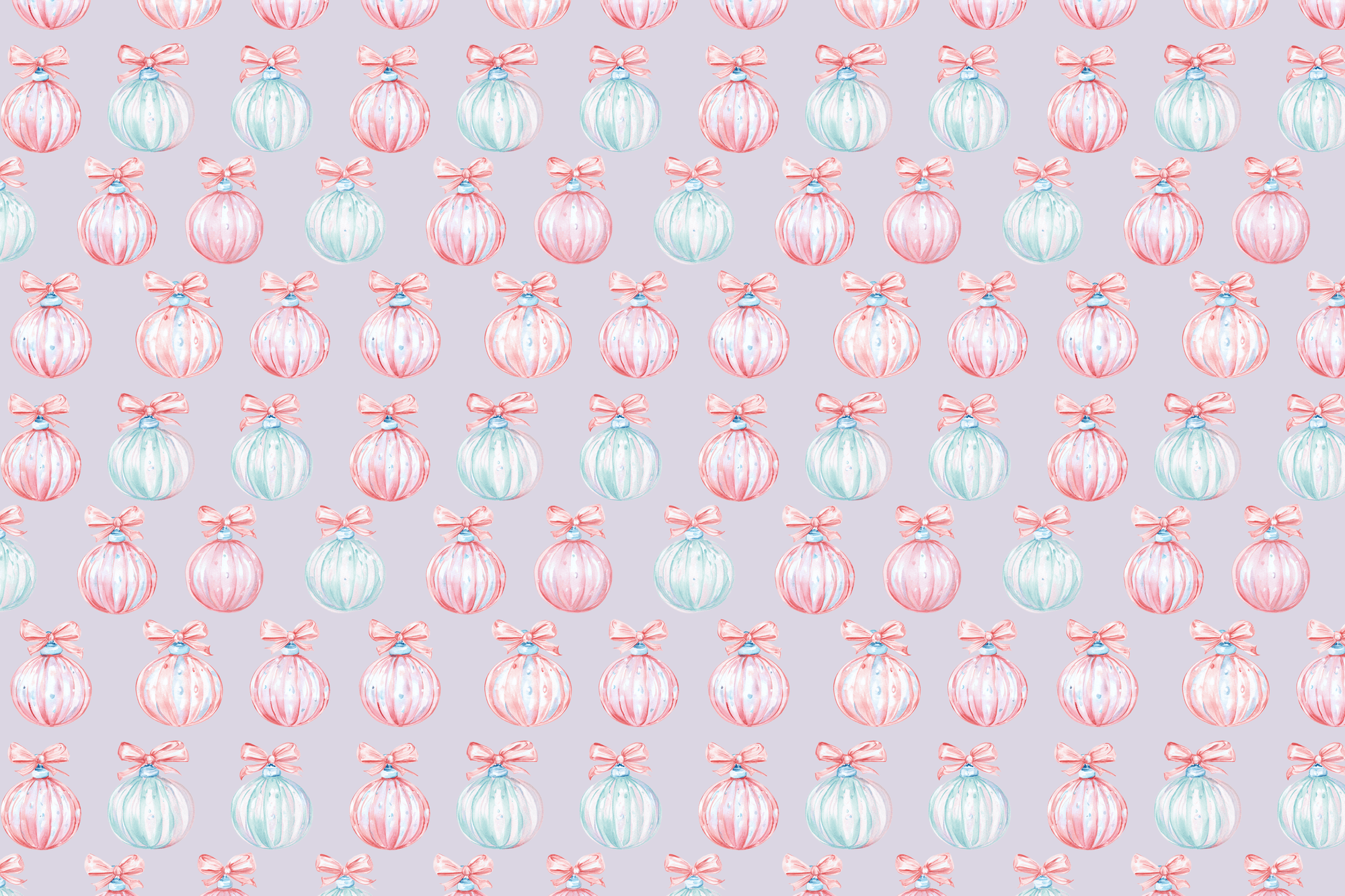 Perfect Pastel Ornaments: Watercolor Christmas Wrapping Paper