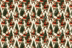 Vintage Santa Claus pattern featuring classic Santa carrying Christmas trees on a cream background.