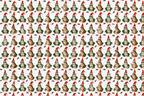 Whimsical Christmas frog pattern featuring green frogs wearing red Santa hats and tiny flies.