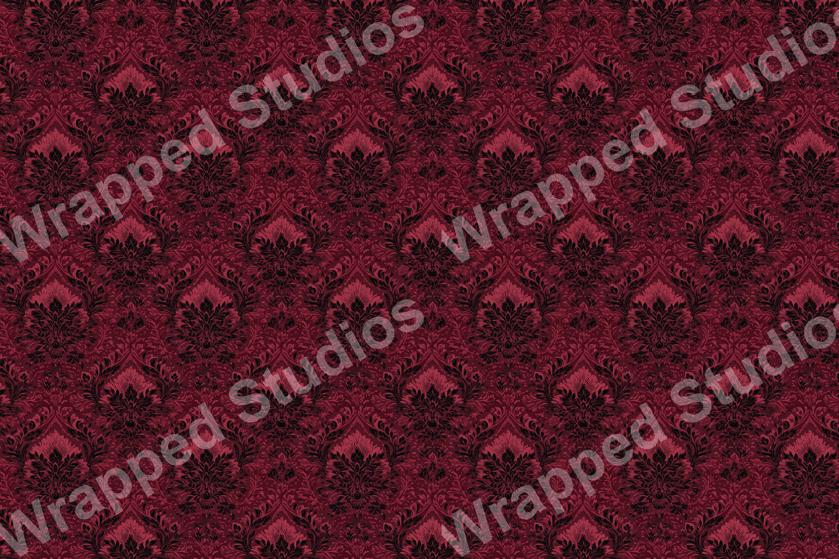 Elegant damask pattern in shades of rich red and black.