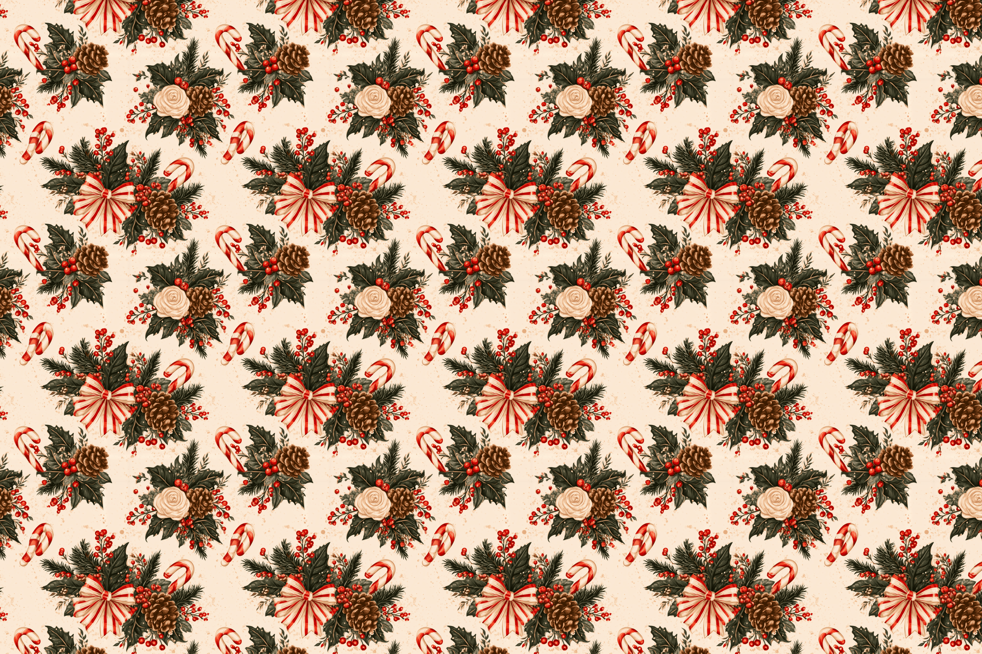 Candy Cane Couture: Vintage Botanical Wrapping Paper