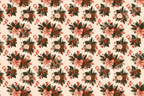 Vintage Christmas botanical pattern featuring pinecones, holly, candy canes, and red berries on cream.