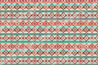 Bohemian southwestern geometric pattern with watercolor tribal diamonds in turquoise and terracotta red.