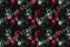 Moody modern abstract print with painterly brushstrokes in burgundy red, dark forest green, and cream.