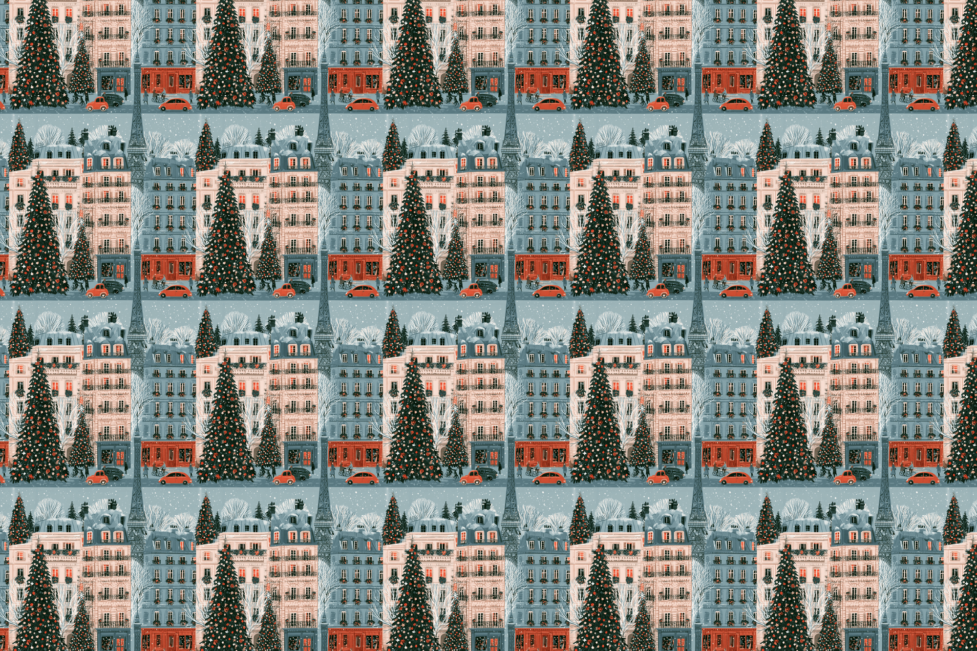 Picturesque Parisian: Christmas in Paris Wrapping Paper