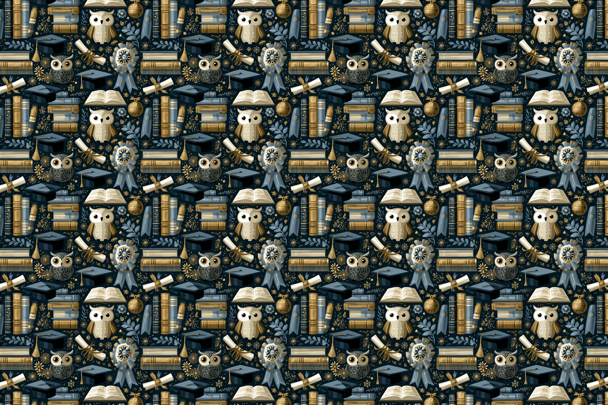 Scholarly Owls: Graduation Wrapping Paper