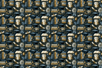 Academic pattern featuring owls, graduation caps, books, and diplomas in a vintage navy and gold scholarly design.